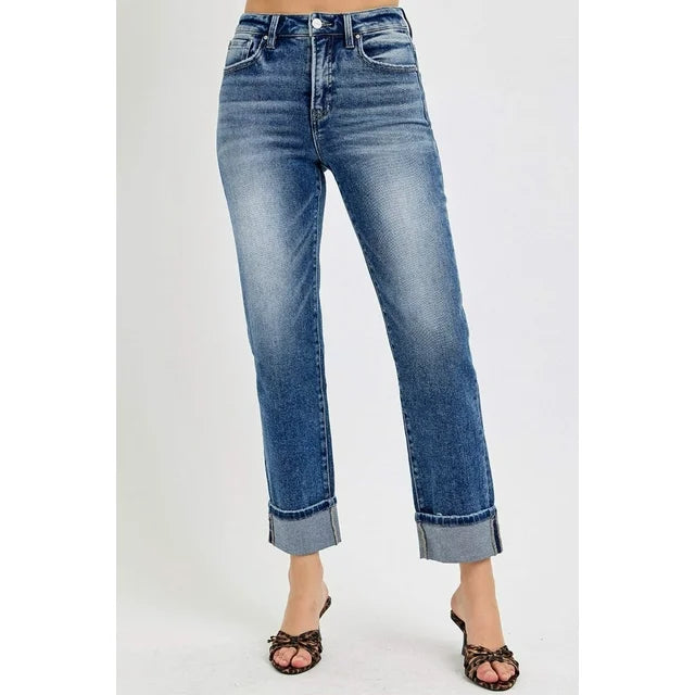 Risen Jeans - Tummy Control High Rise Crop Straight Jeans - RDP5941