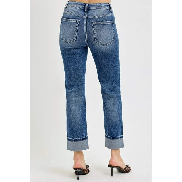 Risen Jeans - Tummy Control High Rise Crop Straight Jeans - RDP5941