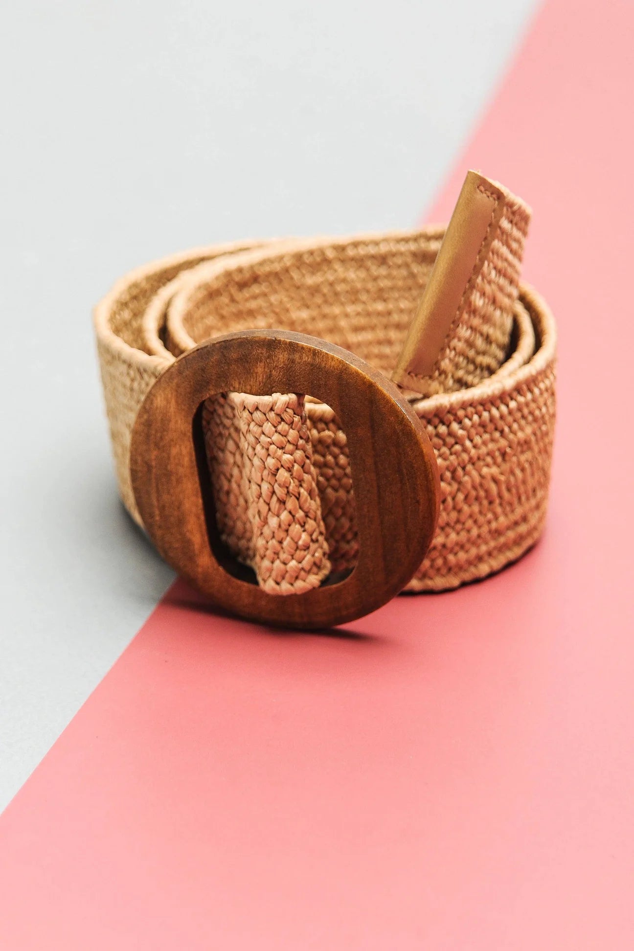 Wooden Buckle Rattan Stretch Waist Belt