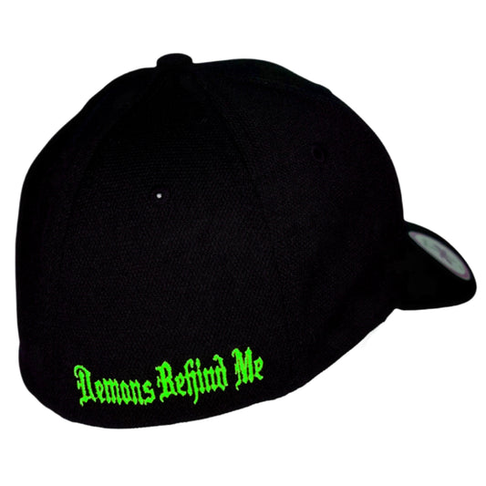 Flexfit "Never Fade" Black Hat - Circle Skull Green Ring