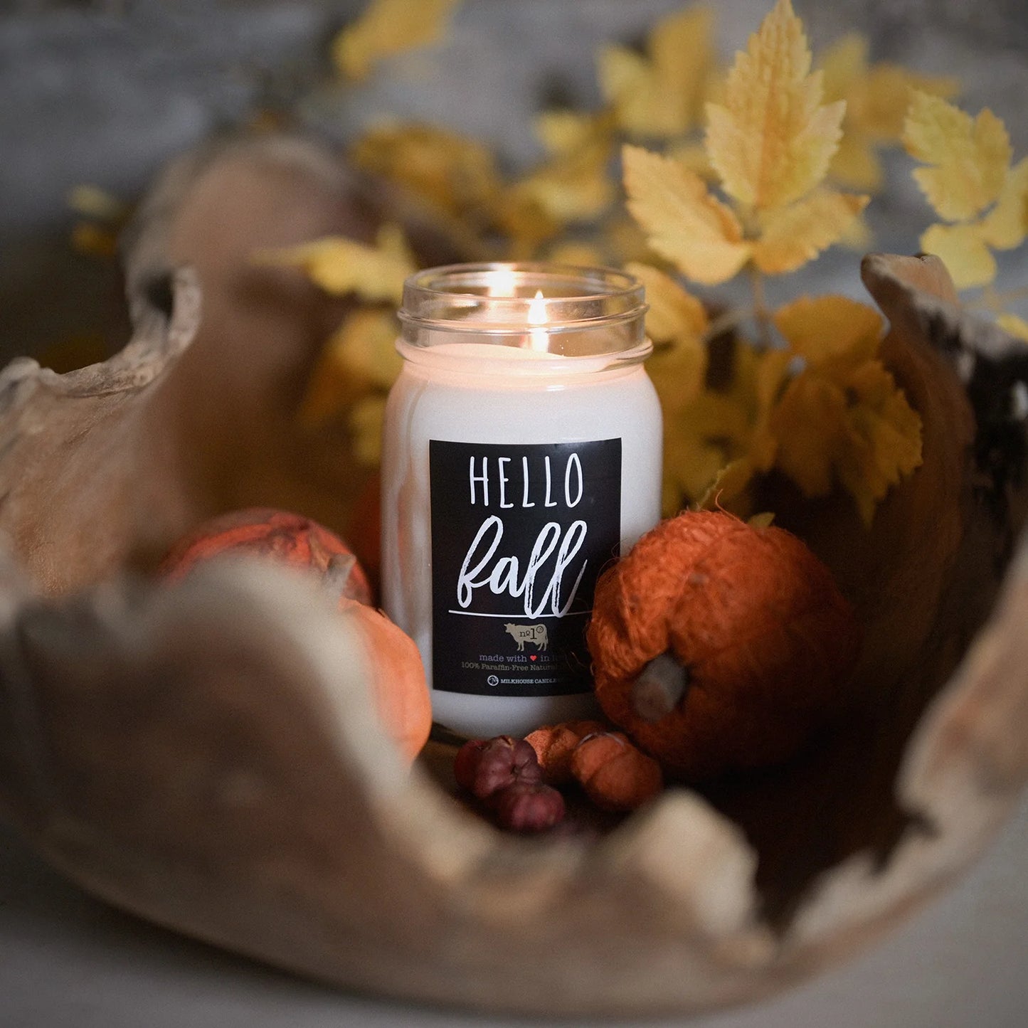 HELLO FALL SOY CANDLE - 13 oz Mason Jar