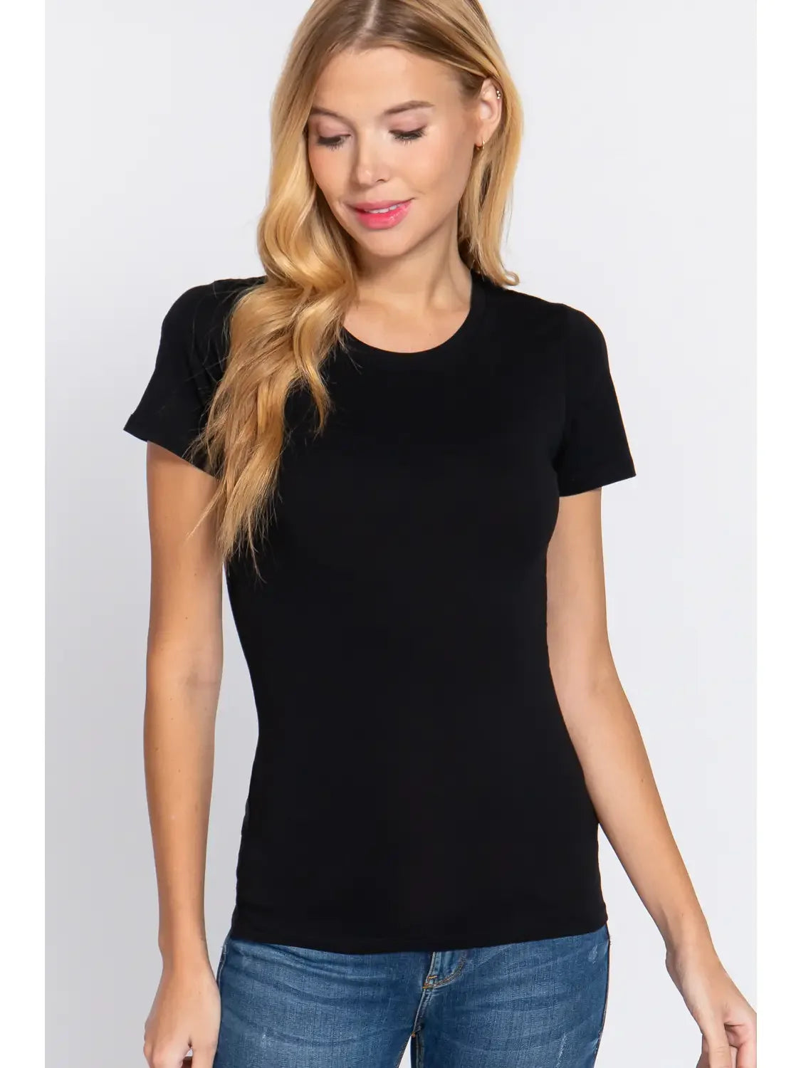 Crew Neck Basic Tee - Black