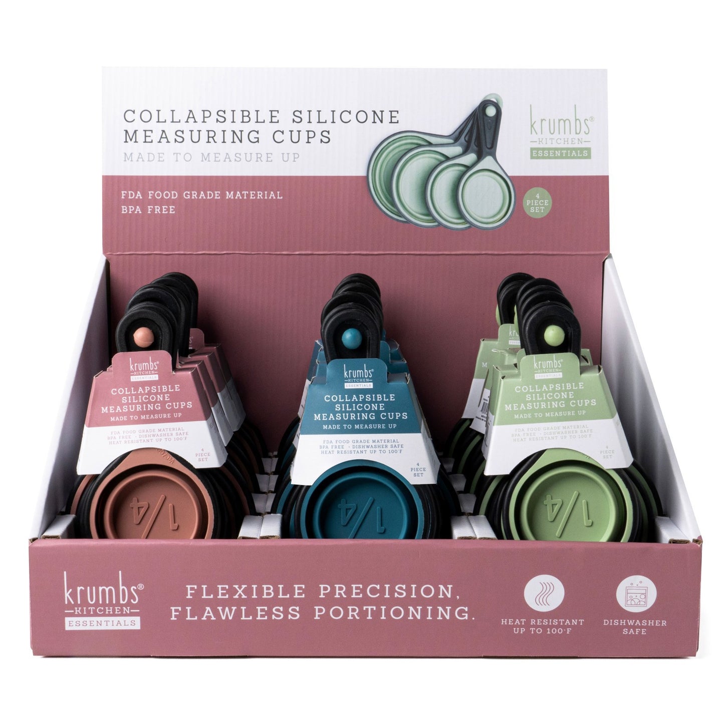 Krumbs Kitchen® Collapsible Silicone Measuring Cups - Green