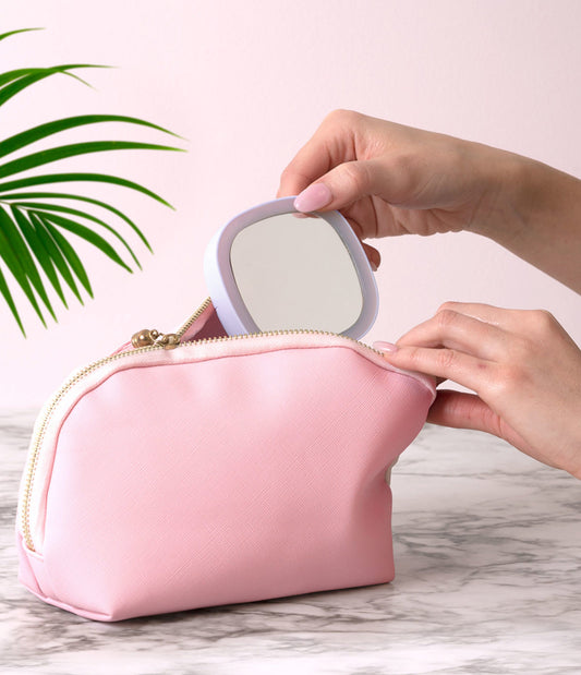 Lemon Lavender® Ready, Set, Glow Mini LED Makeup Mirror – Lighted Travel Mirror - Gray