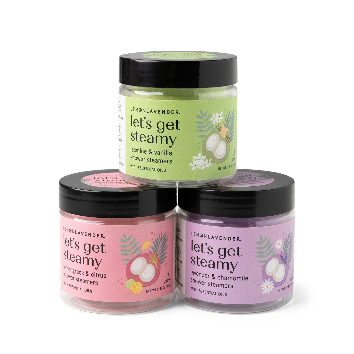 Lemon Lavender® Shower Bombs – 3 Pack Aromatherapy Steamers with Essential Oils - Lavender & Chamomile
