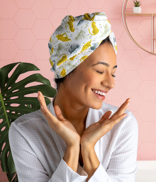 Lemon Lavender Plot Twist Microfiber Turbo Towel - Pink