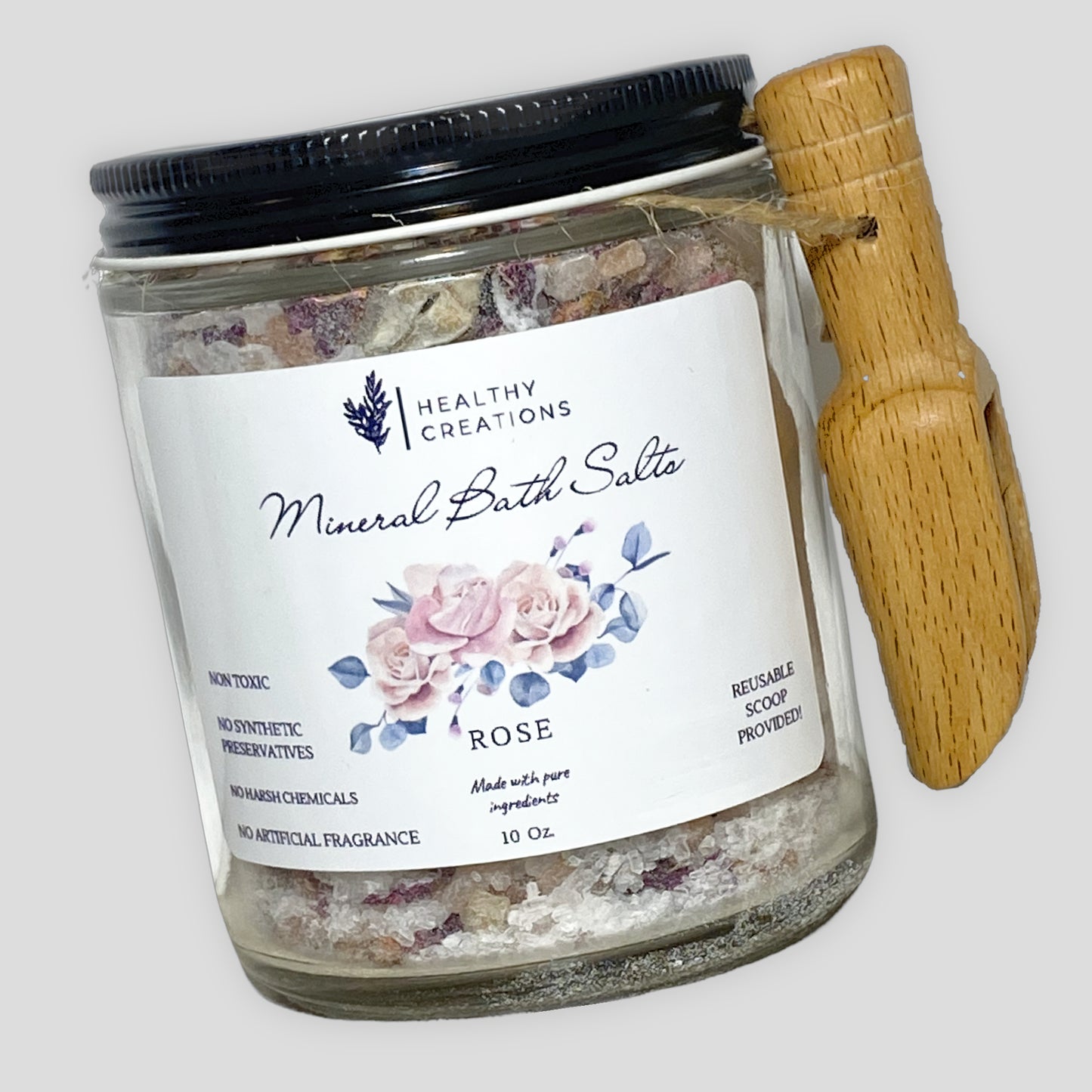 Luxurious Rose Herbal Bath Salts ~ 8oz Jar