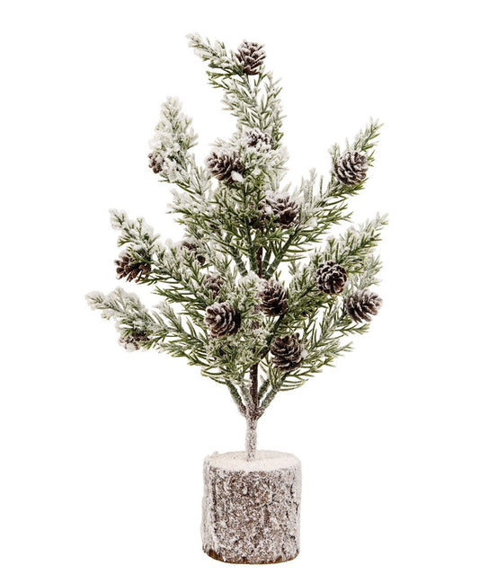 Flocked Bristle Pine Tree with Cones – 12"
