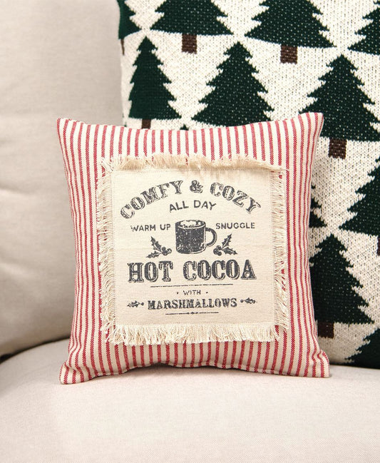 Comfy & Cozy All Day Red Ticking Stripe Pillow, 10" Sq.