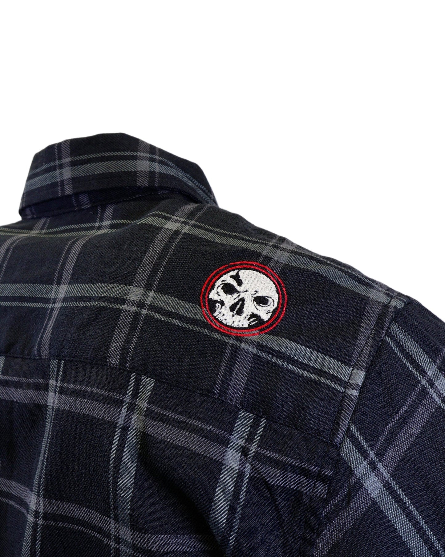 The "Slasher" Black & Grey Flannel (Hidden Snap Collars)