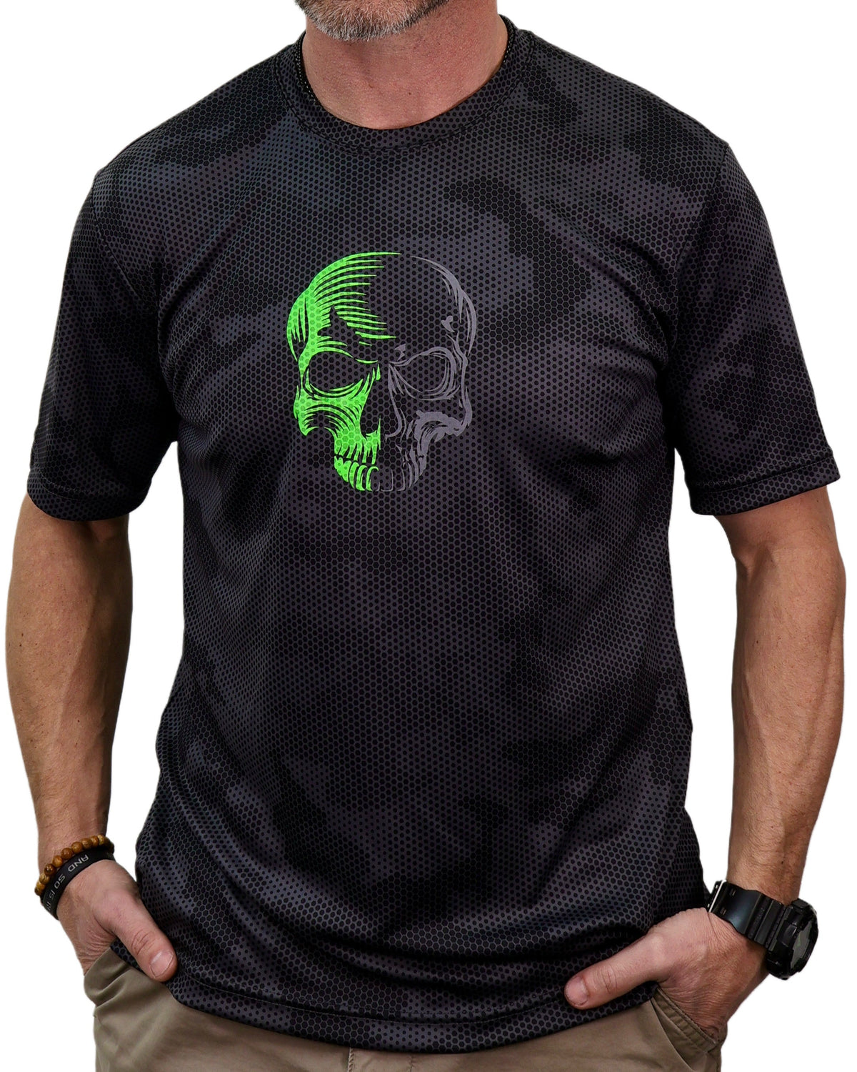 Two-Tone Skull Camo-Hex Premium Performance  Tee