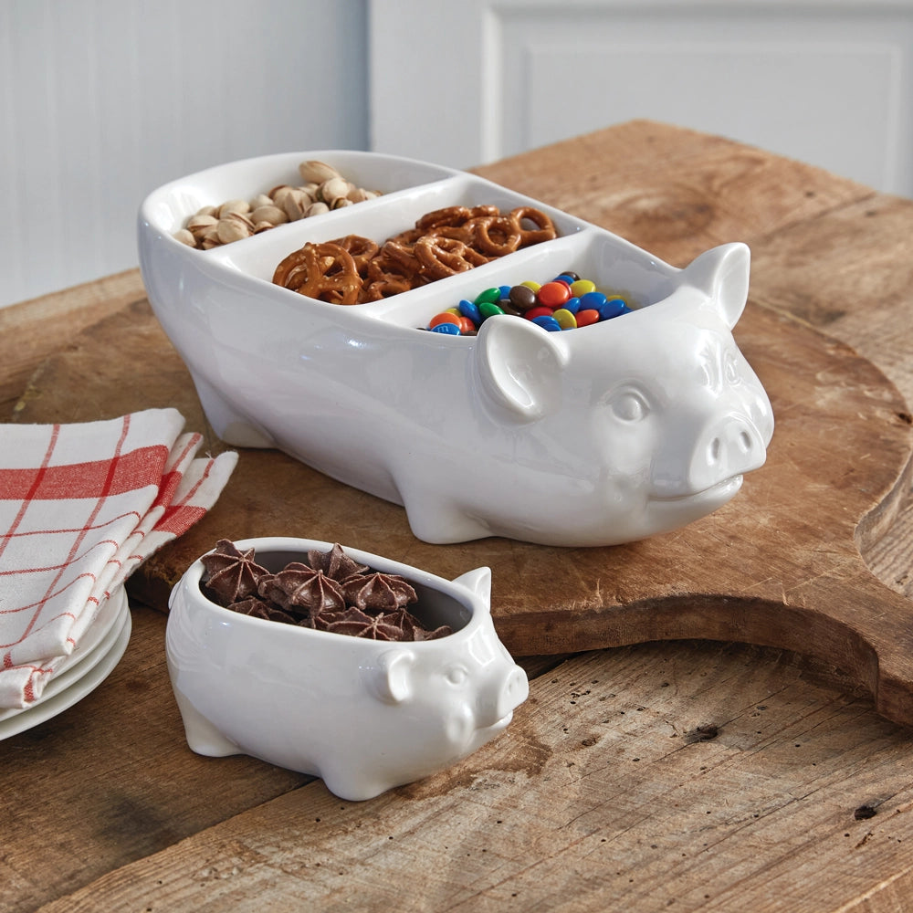 Piglet Divided Bowl – Ceramic Farmhouse Serving Dish
