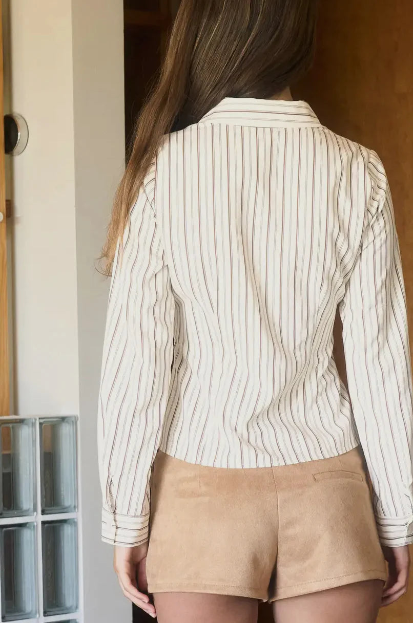 Vintage Stripe Tie Front Blouse