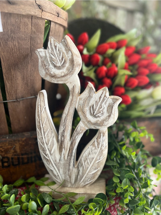 Whitewashed Wooden Tulip