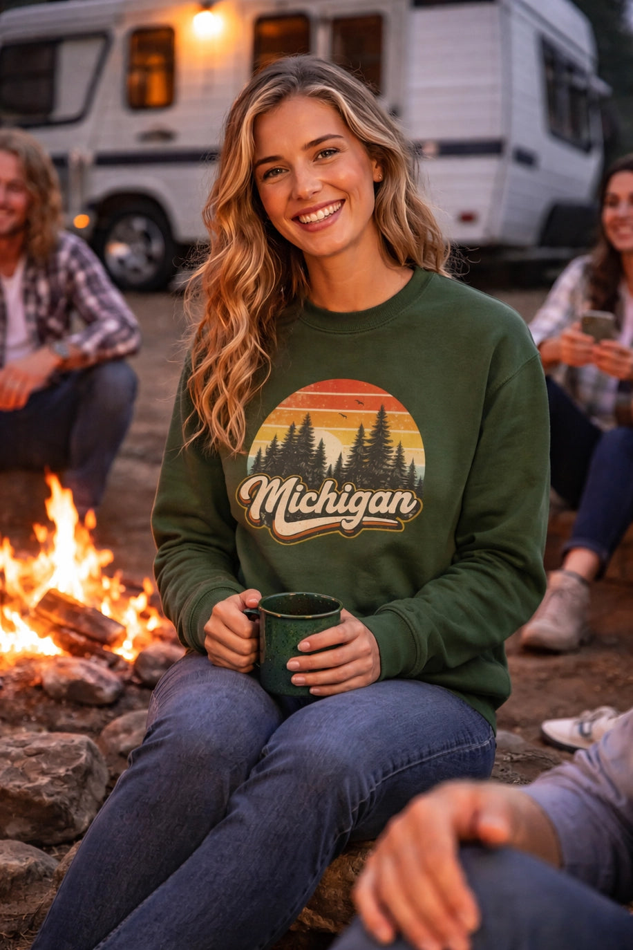 Retro Michigan Woods Crewneck Sweatshirt - Large