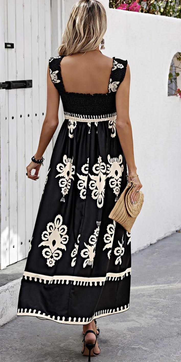 Women Floral Sleeveless Maxi Dress Boho Flowy Going Out Slip Dress Spaghetti Strap Backless Swing Sun Dress - MEDIUM ONLY