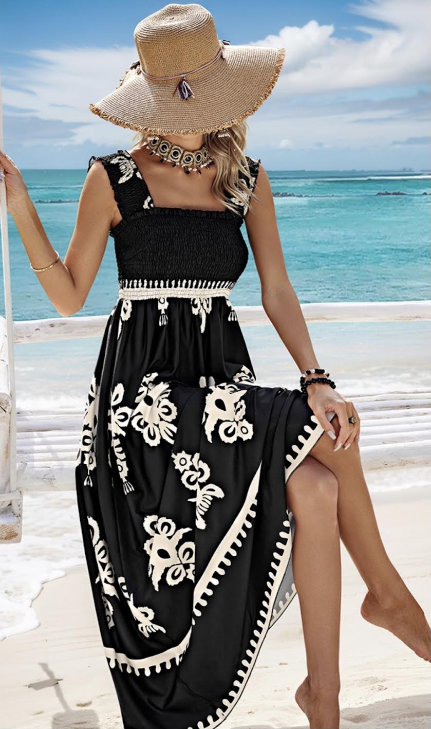 Women Floral Sleeveless Maxi Dress Boho Flowy Going Out Slip Dress Spaghetti Strap Backless Swing Sun Dress - MEDIUM ONLY
