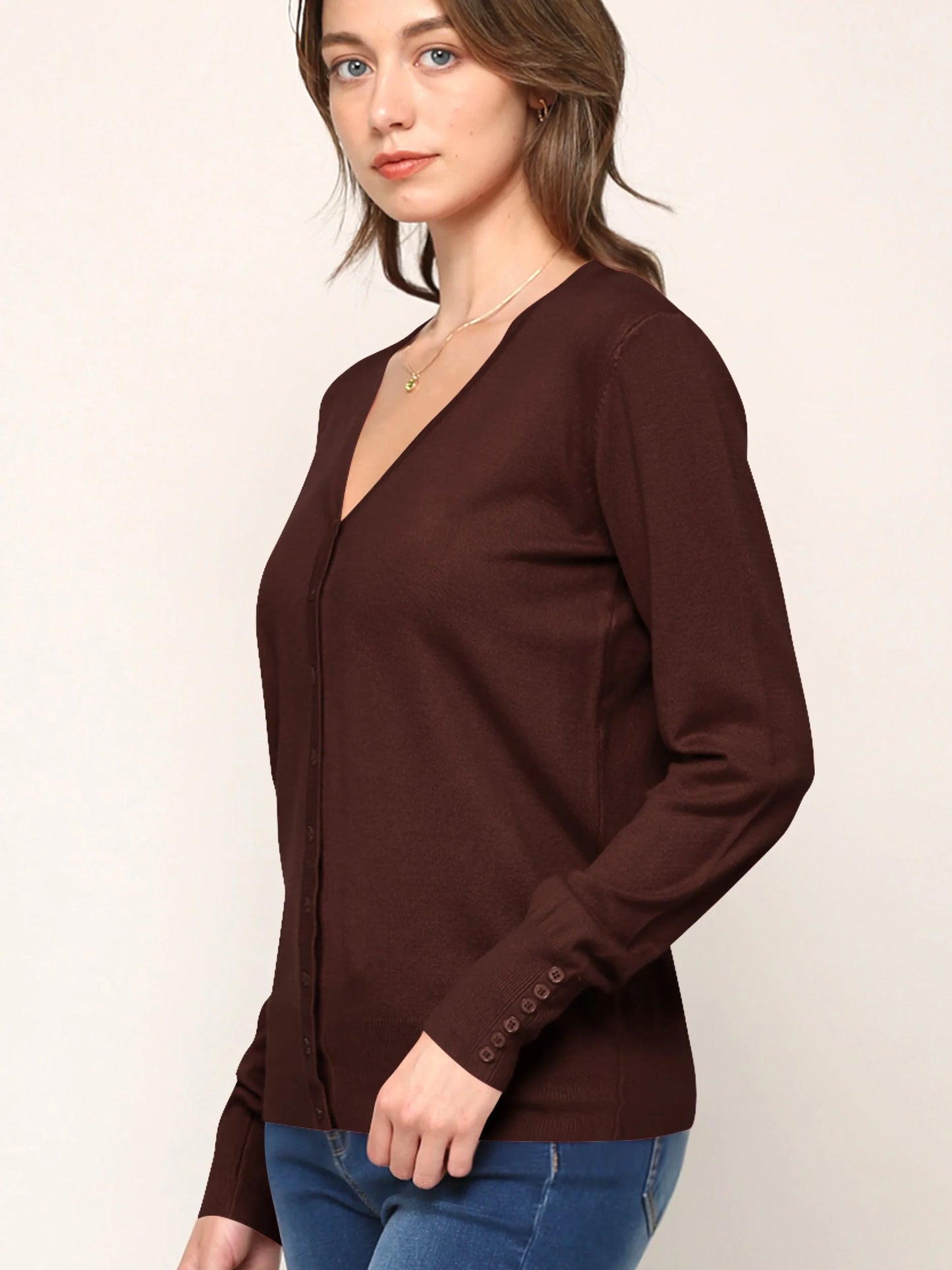 Women’s Keep It Classic V-Neck Cardigan – Style WSK780