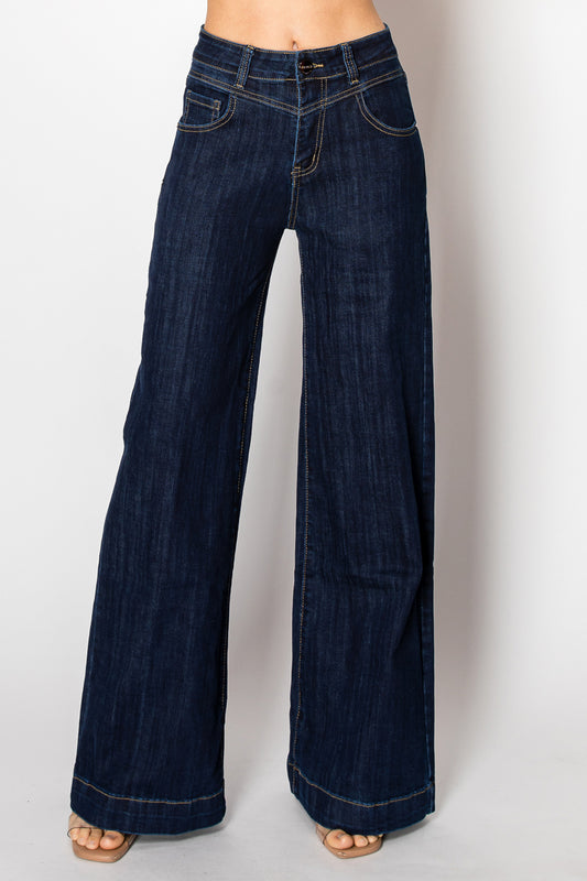 Nina Rossi Wide Legged Dark Blue Jeans - Style 10006-4
