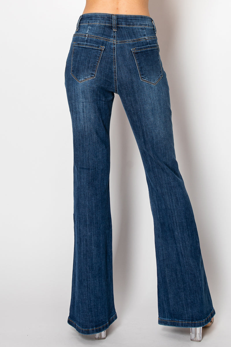 Nina Rossi Wide Legged Dark Blue Jeans - Style 10007-1