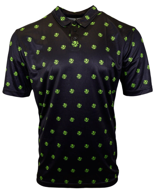 Clover Skull Patterned Performance Polo