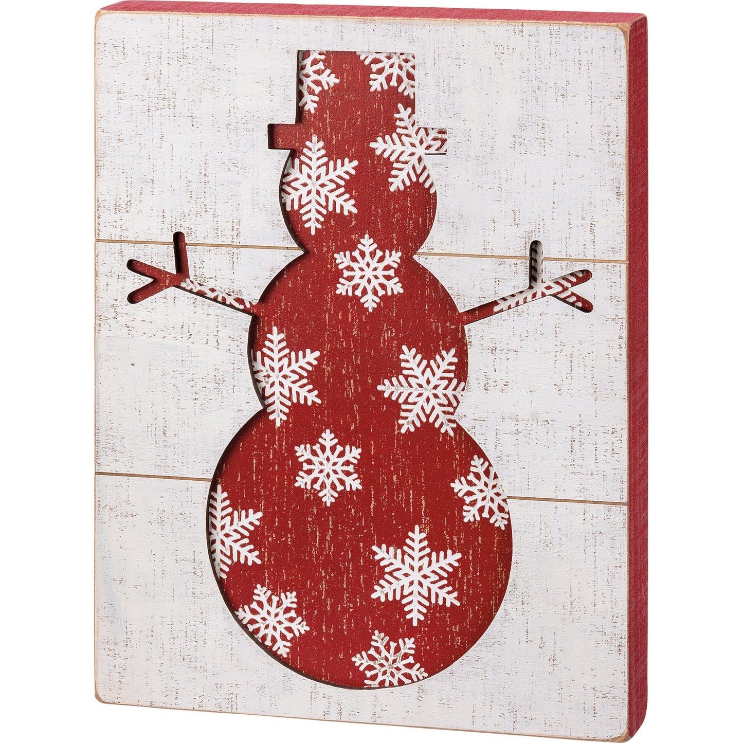 Snowflake Snowman Slat Box Sign