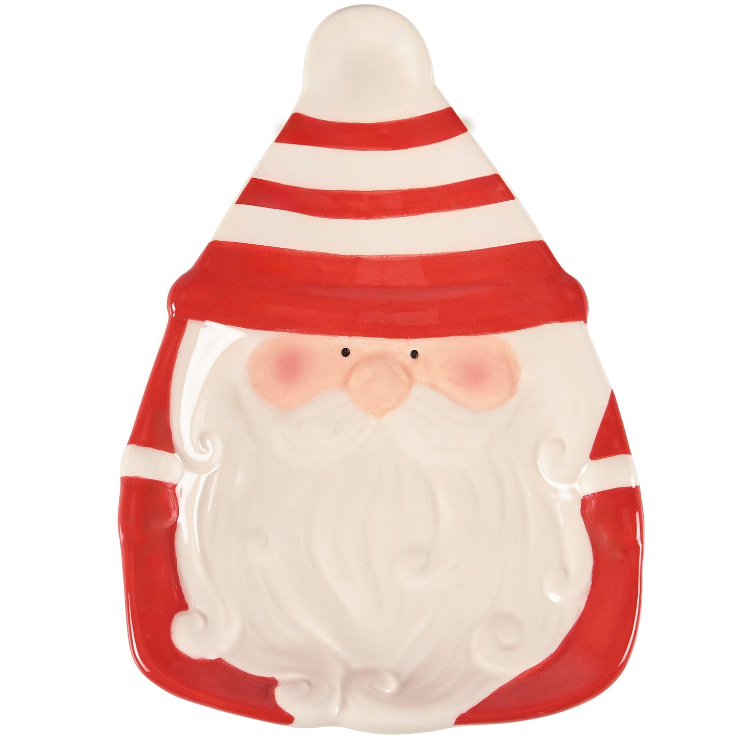 Small Nordic Santa Plate – Embossed Ceramic Christmas Tableware