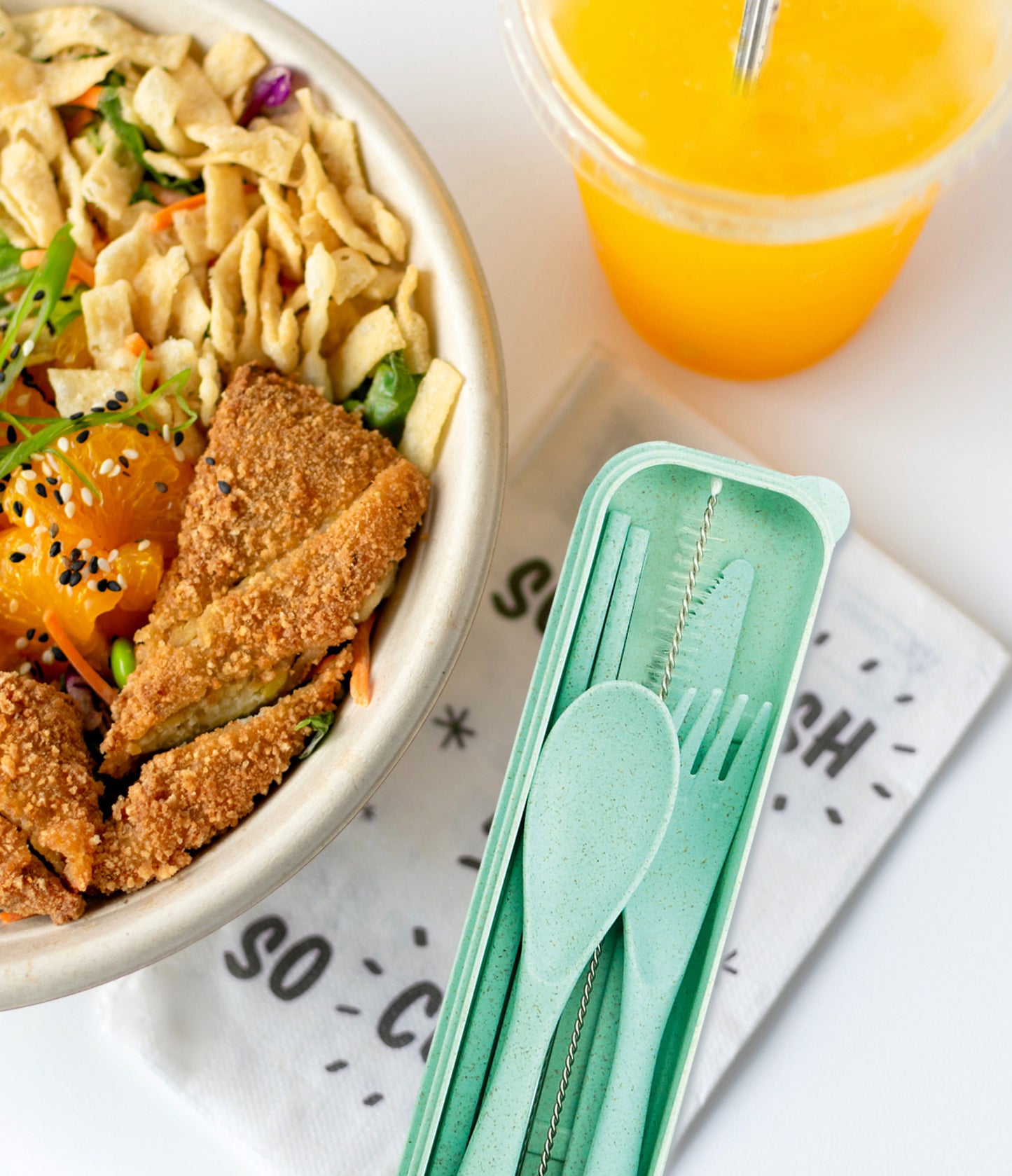 Krumbs Kitchen Wheat Straw On-The-Go Utensil Set