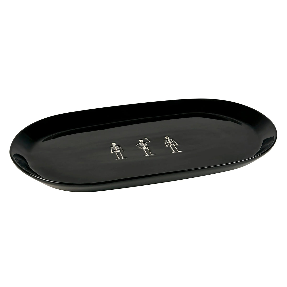 Skeletons Halloween Oval Stoneware Platter – 15.25"