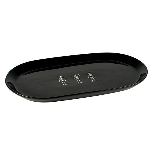 Skeletons Halloween Oval Stoneware Platter – 15.25"