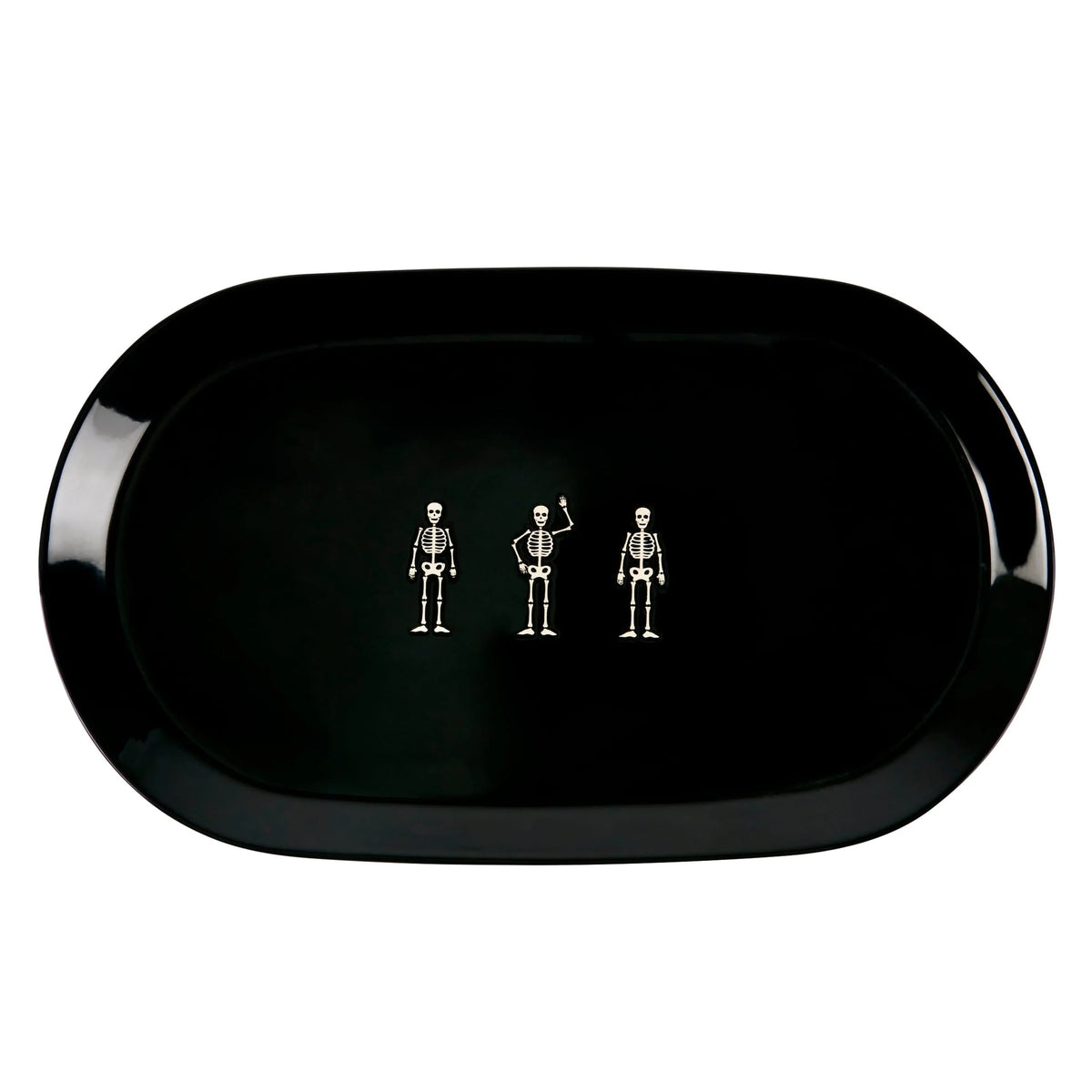 Skeletons Halloween Oval Stoneware Platter – 15.25"