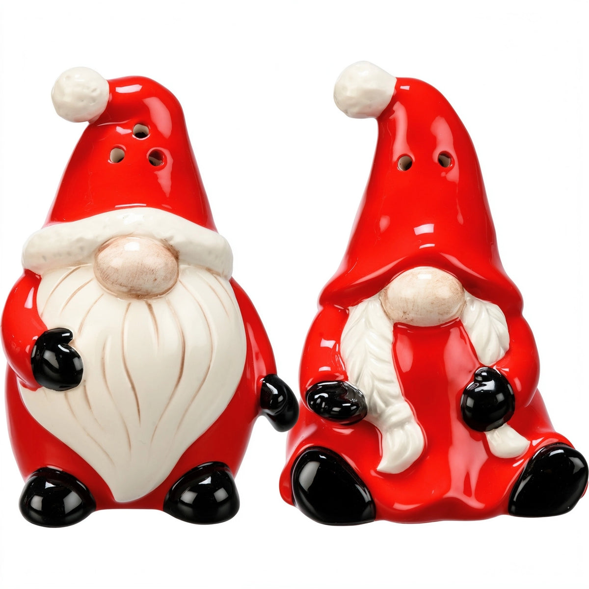 Santa & Gnome Ceramic Christmas Salt and Pepper Shakers – Set of 2