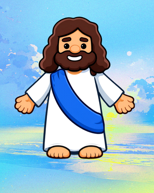 Sticker WaterProof -  Jesus – 3.5" - Blue