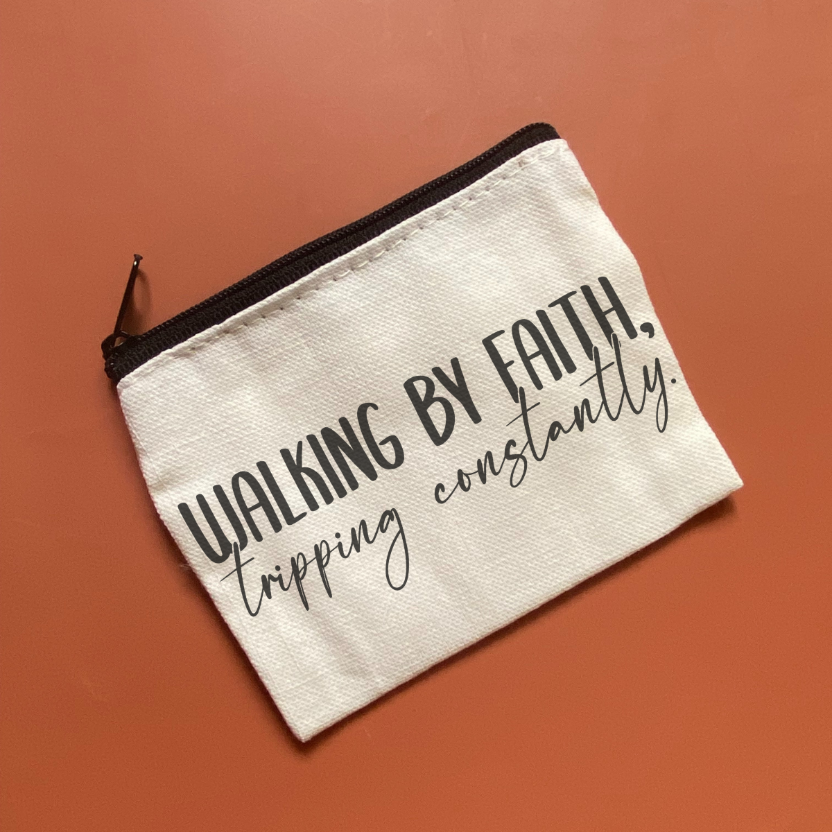 Zipper Canvas Bag - Walking by Faith