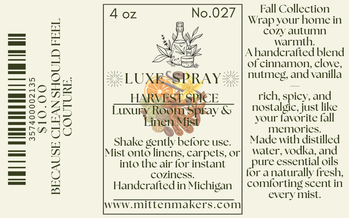 Luxe Spray – Harvest Spice (4 oz All-Natural Room & Linen Mist)