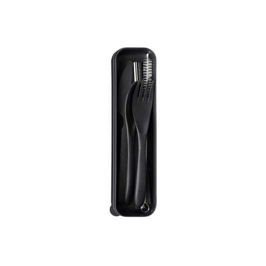 Krumbs Kitchen Wheat Straw On-The-Go Utensil Set - Black