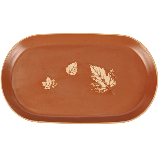 Fall Leaves Oval Stoneware Platter – 15.8"