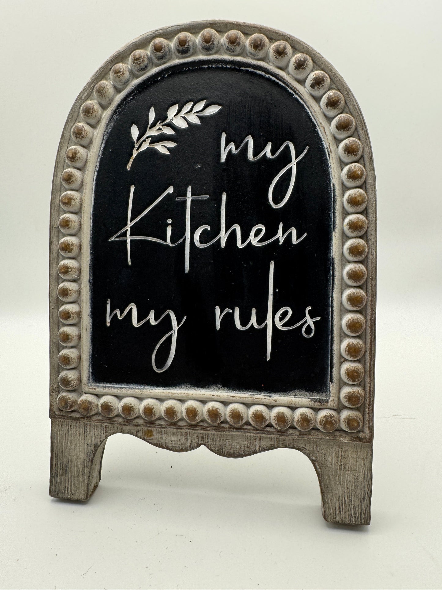 “My Kitchen My Rules” Arched Tabletop Sign – Farmhouse Kitchen Decor