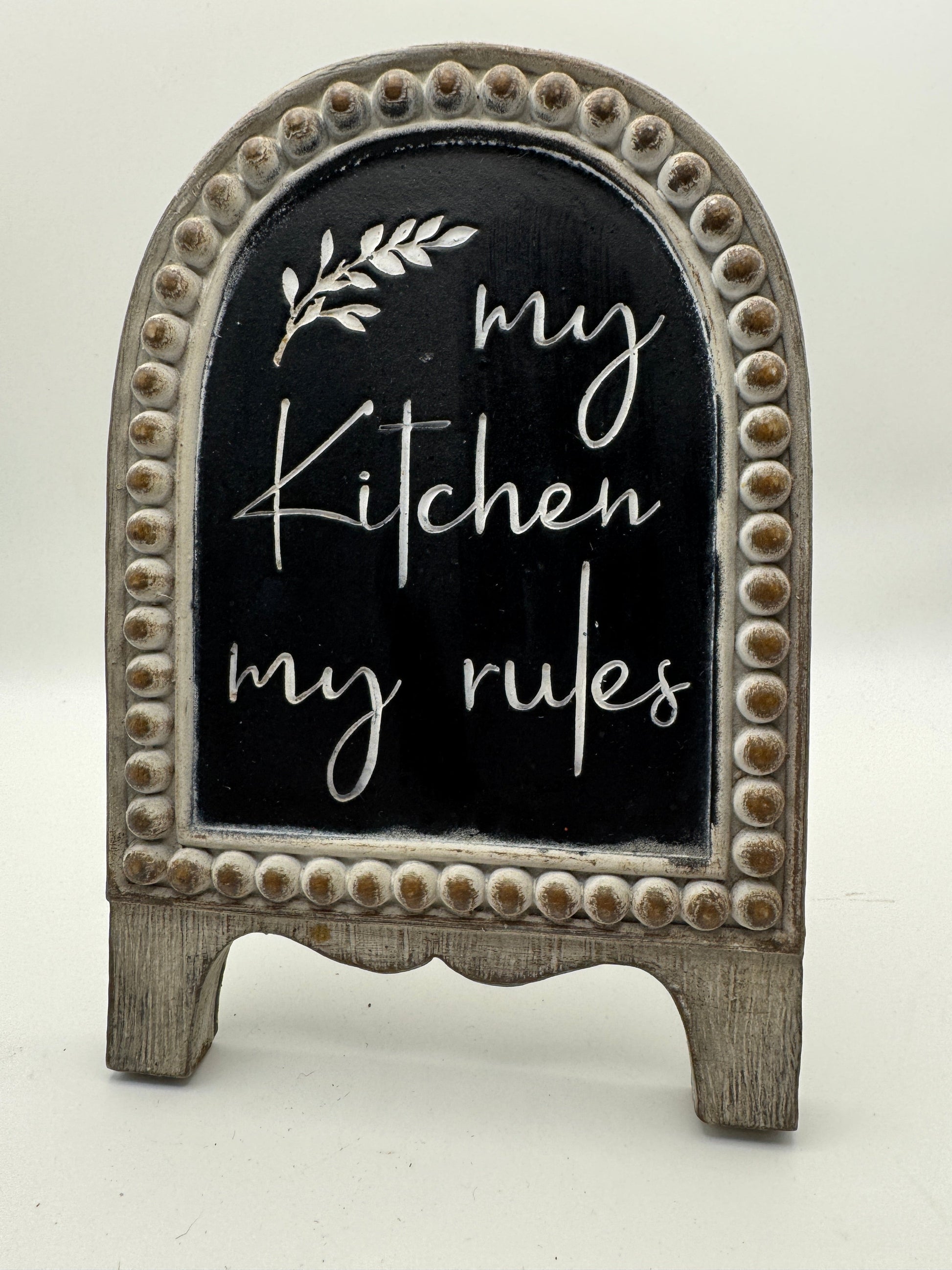 “My Kitchen My Rules” Arched Tabletop Sign – Farmhouse Kitchen Decor