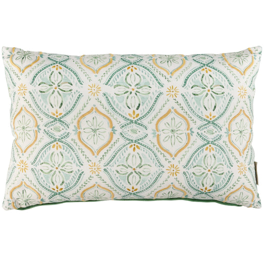 Green Beaded Floral Pillow
