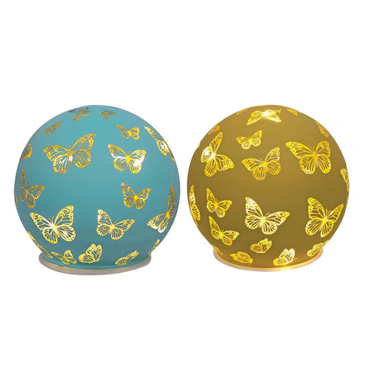 Glass LED Butterfly Orb – Light Up Decor - Blue
