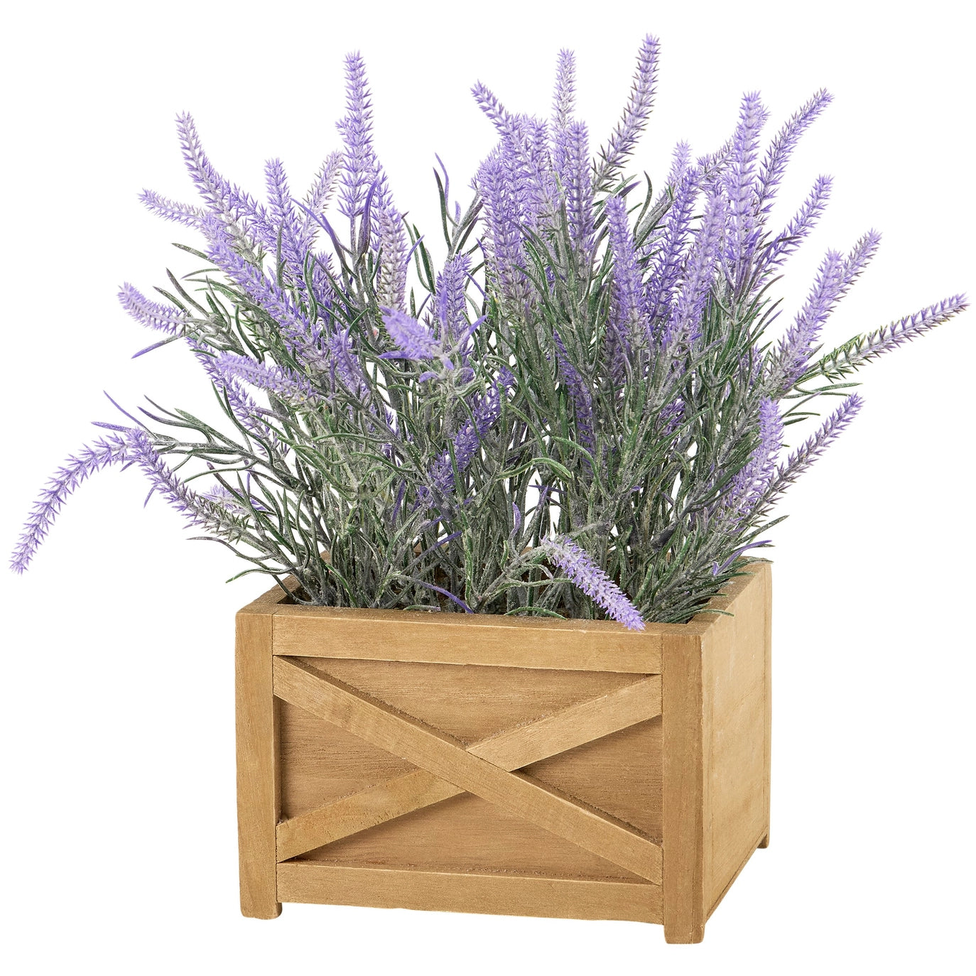 Lavender Faux Planter in Wooden Box