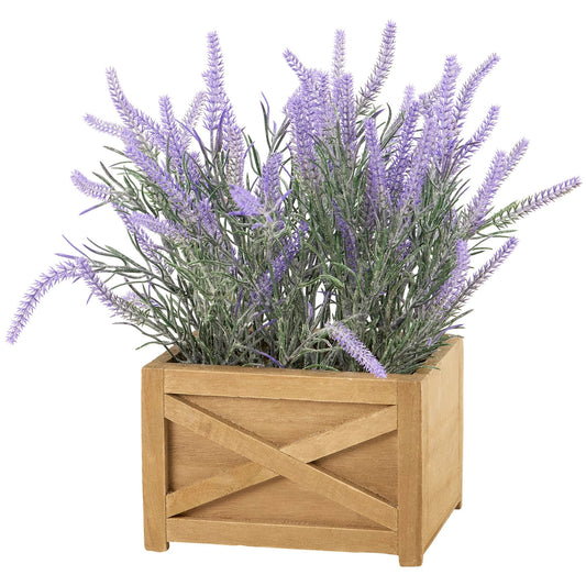 Lavender Faux Planter in Wooden Box