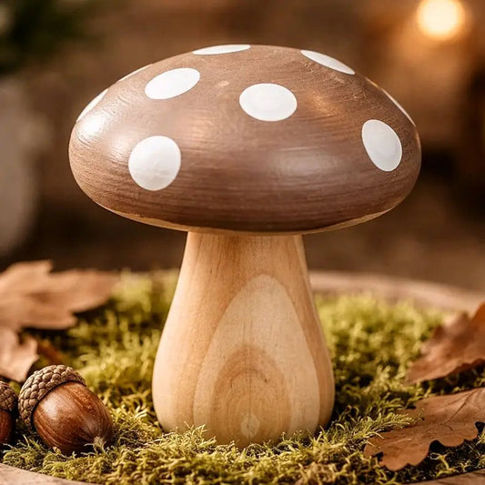 Mini Wooden Mushroom Décor