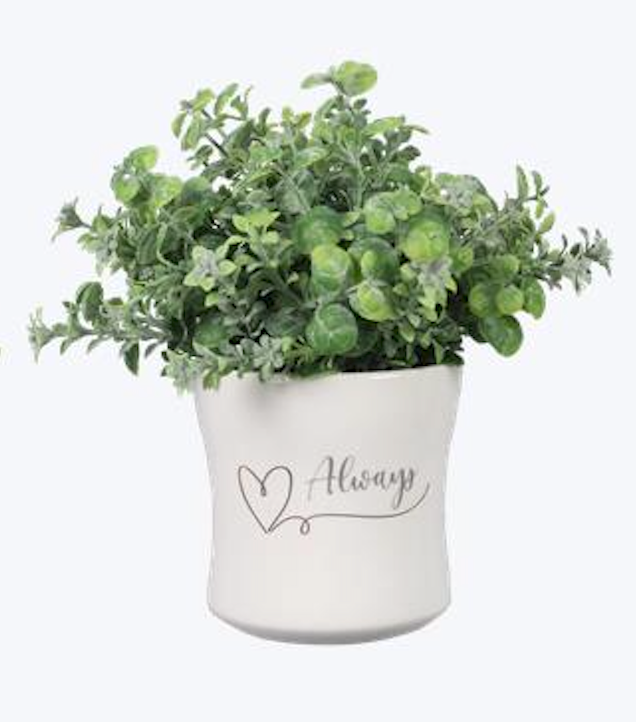 Love Ceramic Planter with Artificial Flower – ALWAYS