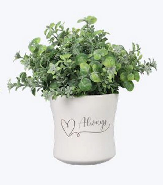Love Ceramic Planter with Artificial Flower – ALWAYS