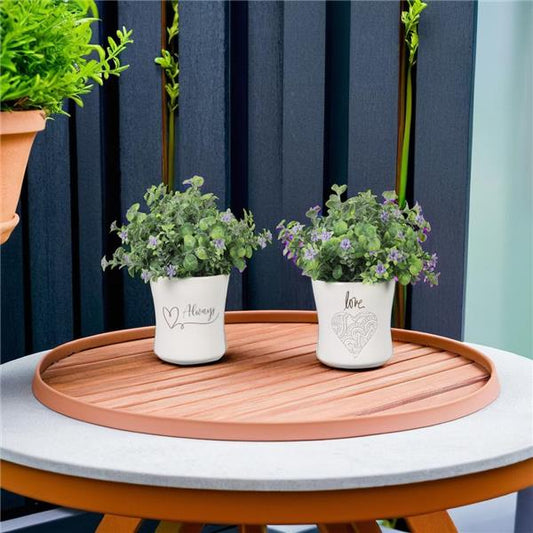 Love Ceramic Planter with Artificial Flower – 2 Assorted