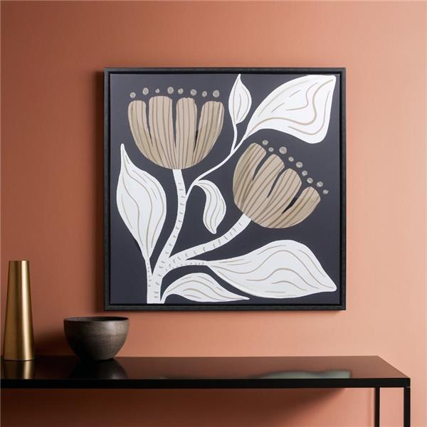 Large Black Floral Framed Wall Art