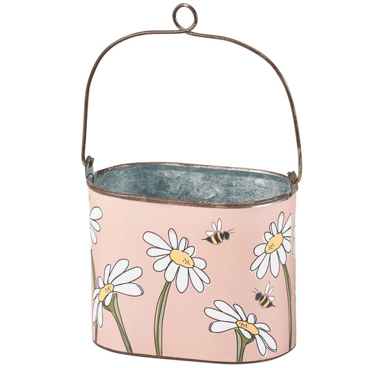 Daisy & Bee Metal Bucket Large - Pink