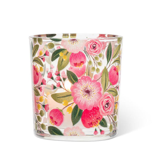Bright Florals Glass Votive Holder